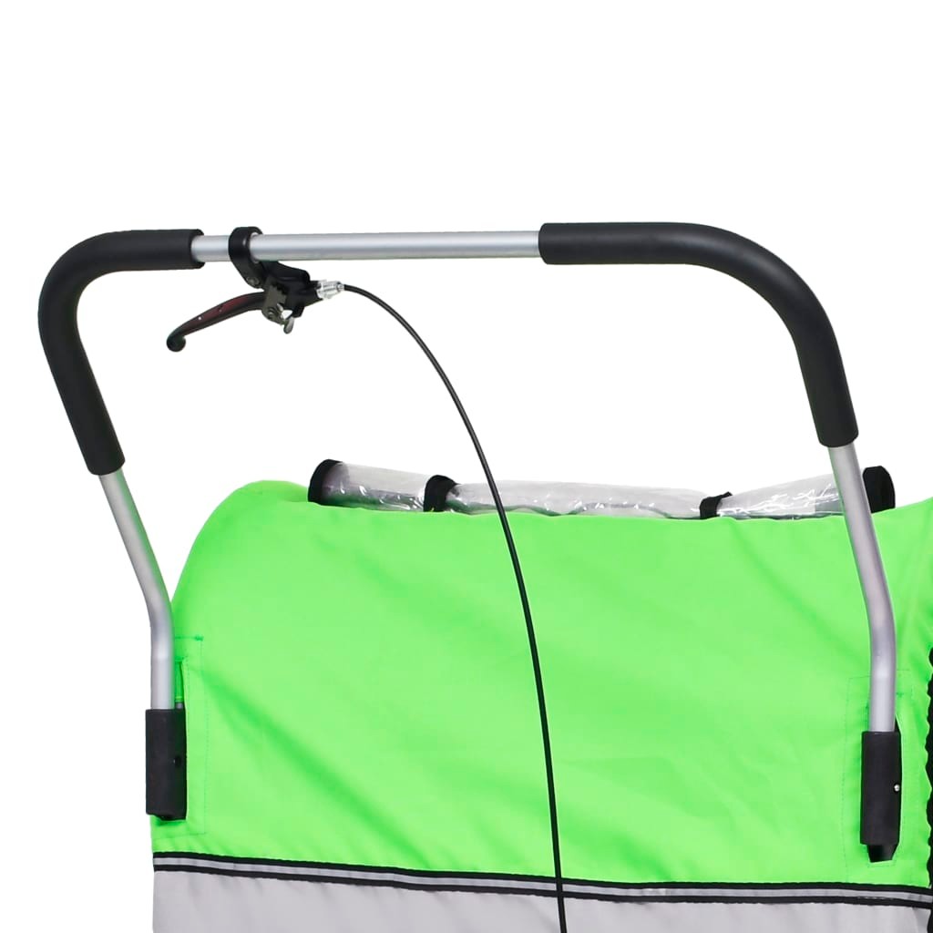 2-in-1 Kids Bicycle Trailer & Stroller Green and Grey